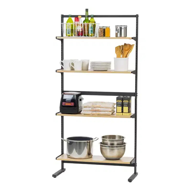 5-Shelf Organization Rack with Adjustable Shelves, Freestanding Metal Garment Rack, Closet Organizer, Black