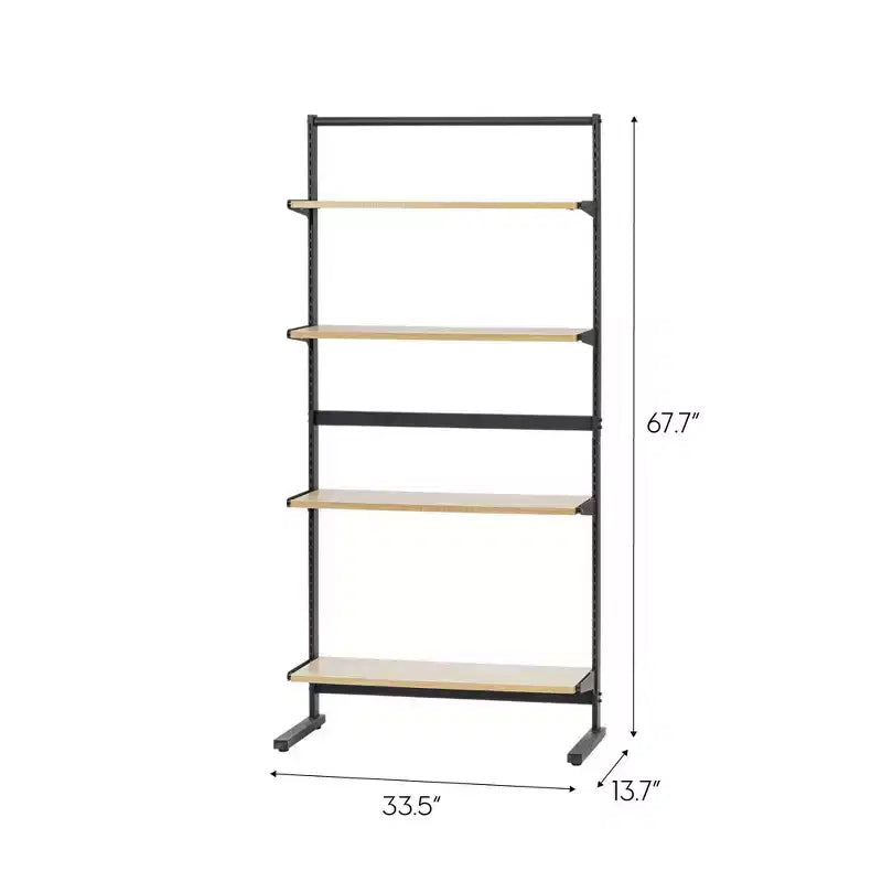 5-Shelf Organization Rack with Adjustable Shelves, Freestanding Metal Garment Rack, Closet Organizer, Black