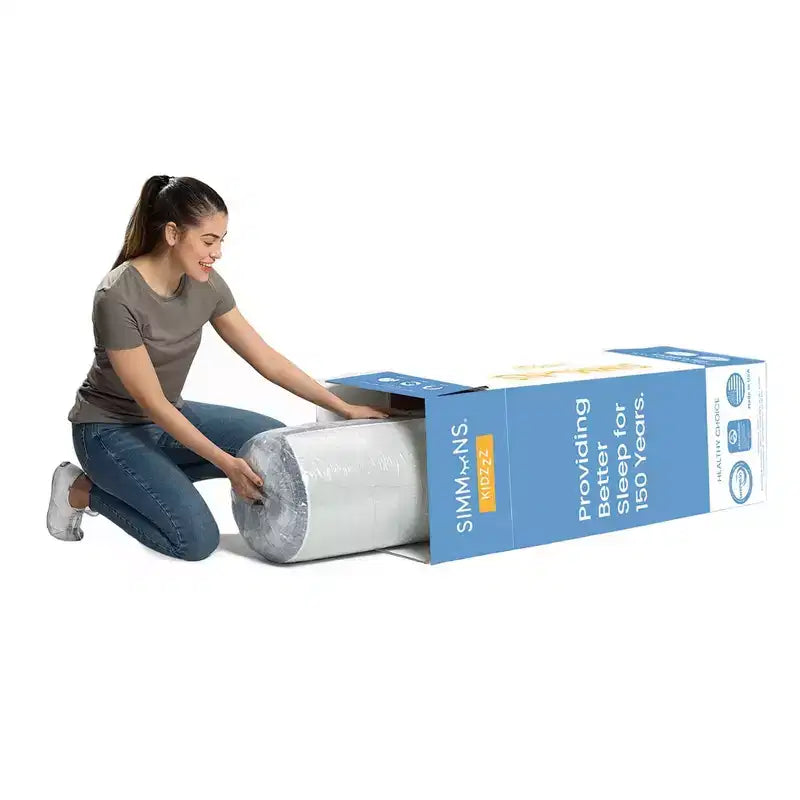 Simmons Kids' Dual Sided Baby Crib Mattress and Toddler Mattress - Radiant Sky: Firm, High-Density Foam, Waterproof Cover, 8.5 Lbs