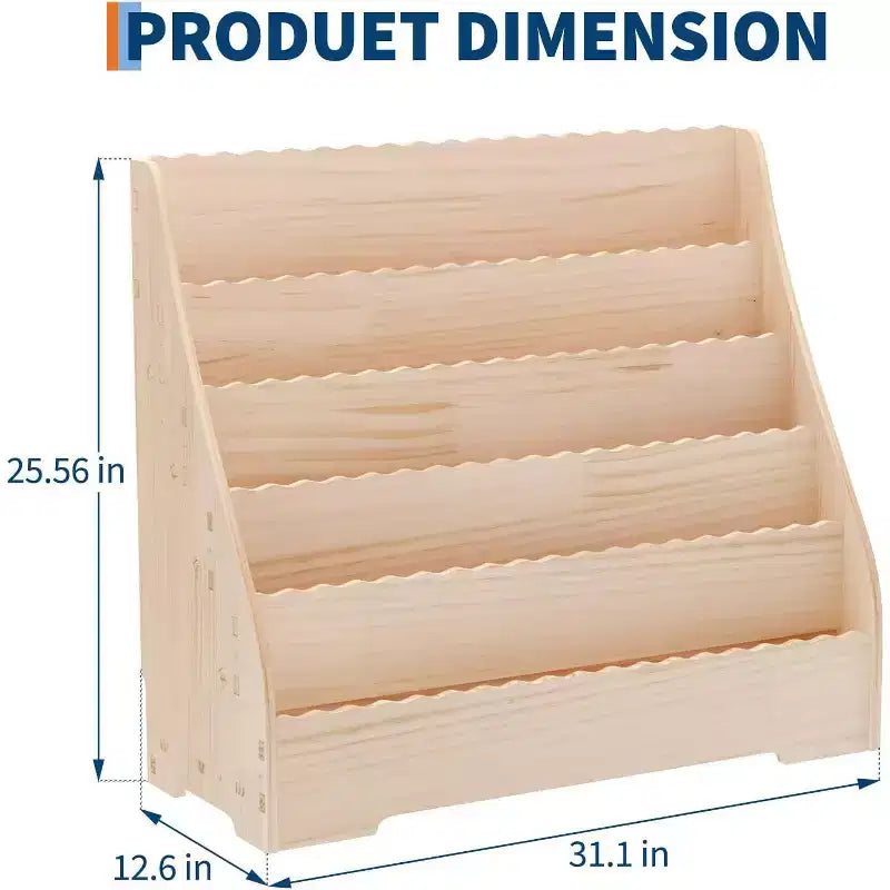 5-Tier Kids Bookshelf, Toddler Book Display Shelves with Deep Magazine Display Shelf, Children Storage Organizer for Nursery, Kids Bedroom