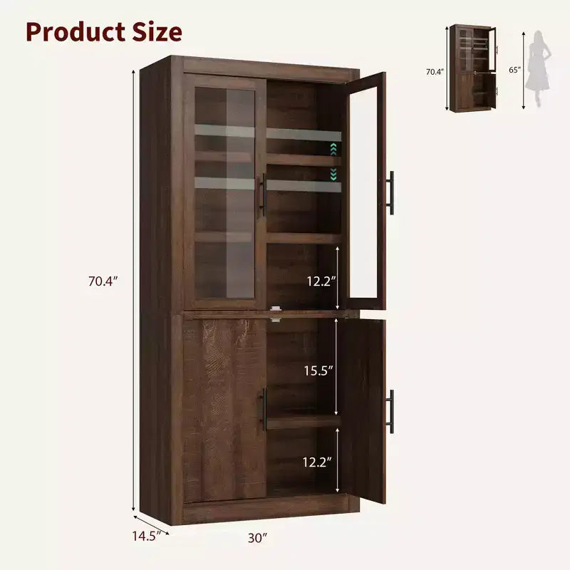 Tall Kitchen Pantry Storage Cabinet with 2 Doors & Adjustable Shelves, Pantry Cupboard & Large Storage Space for Dining & Living Room