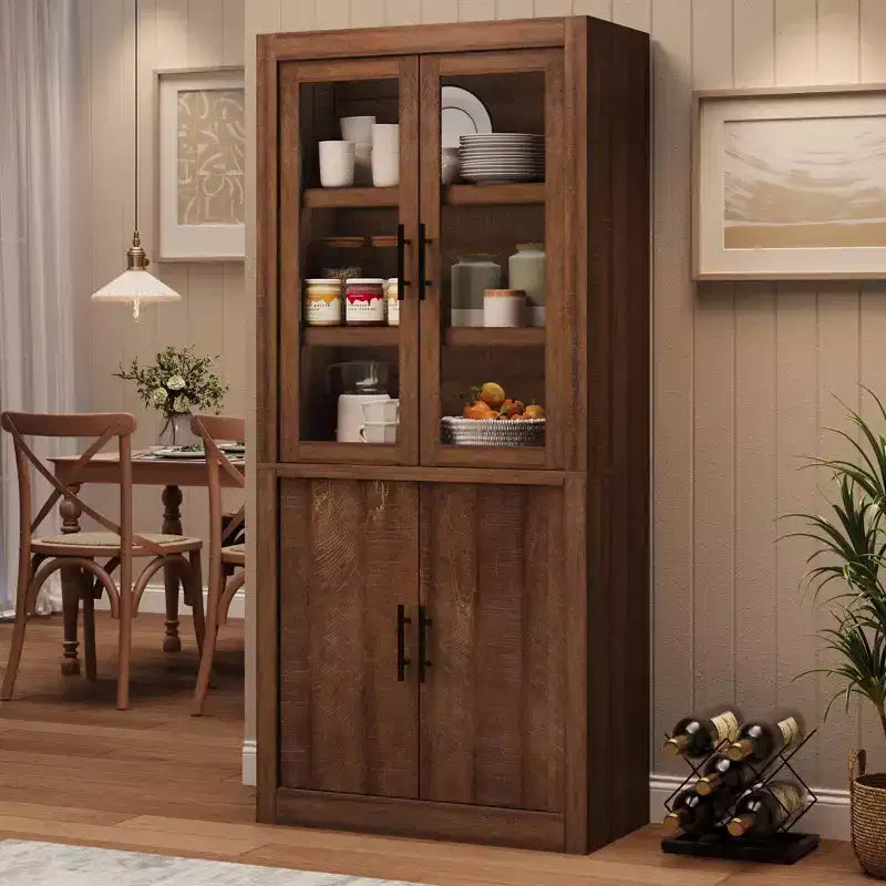 Tall Kitchen Pantry Storage Cabinet with 2 Doors & Adjustable Shelves, Pantry Cupboard & Large Storage Space for Dining & Living Room