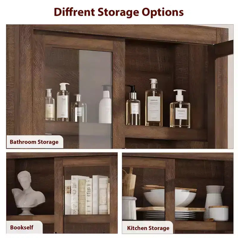 Tall Kitchen Pantry Storage Cabinet with 2 Doors & Adjustable Shelves, Pantry Cupboard & Large Storage Space for Dining & Living Room