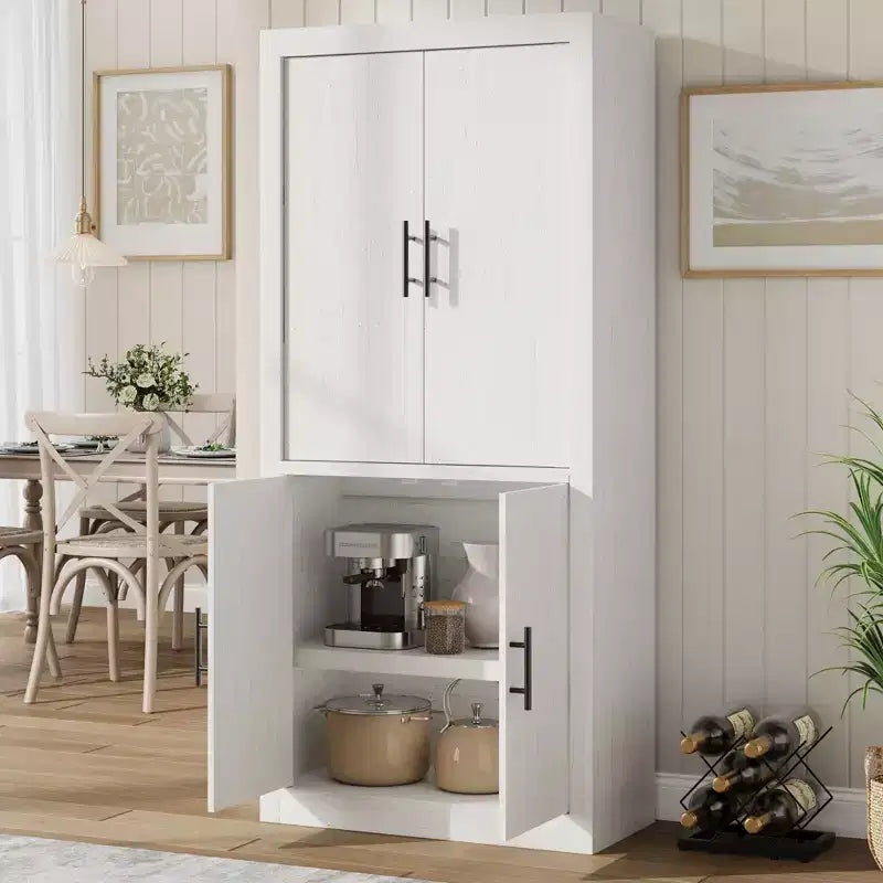Tall Kitchen Pantry Storage Cabinet with 2 Doors & Adjustable Shelves, Pantry Cupboard & Large Storage Space for Dining & Living Room