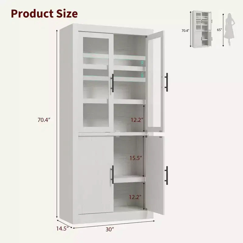 Tall Kitchen Pantry Storage Cabinet with 2 Doors & Adjustable Shelves, Pantry Cupboard & Large Storage Space for Dining & Living Room
