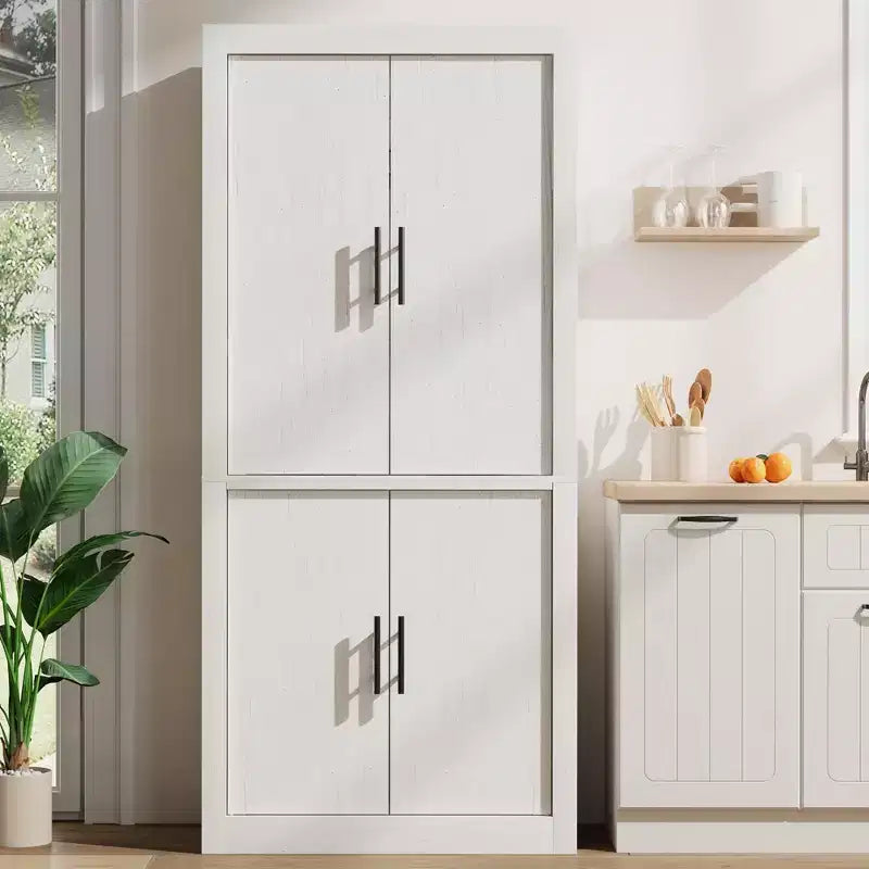 Tall Kitchen Pantry Storage Cabinet with 2 Doors & Adjustable Shelves, Pantry Cupboard & Large Storage Space for Dining & Living Room