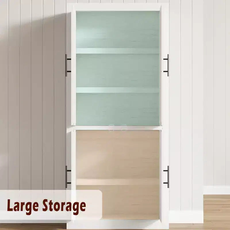 Tall Kitchen Pantry Storage Cabinet with 2 Doors & Adjustable Shelves, Pantry Cupboard & Large Storage Space for Dining & Living Room