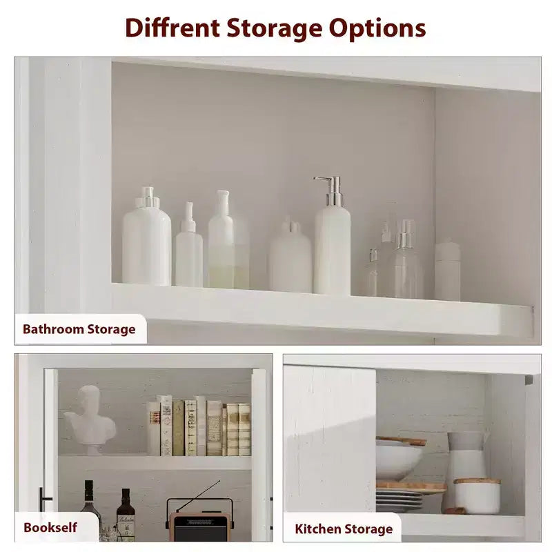 Tall Kitchen Pantry Storage Cabinet with 2 Doors & Adjustable Shelves, Pantry Cupboard & Large Storage Space for Dining & Living Room