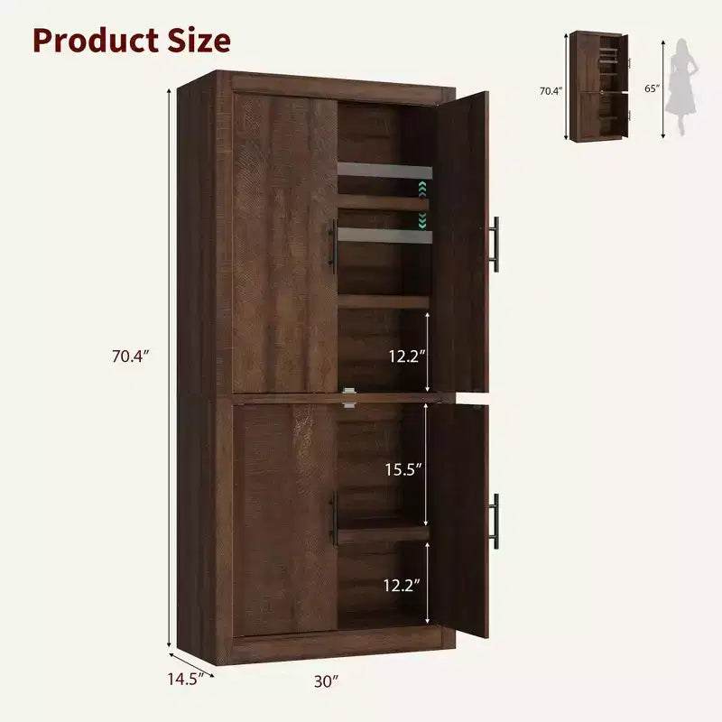 Tall Kitchen Pantry Storage Cabinet with 2 Doors & Adjustable Shelves, Pantry Cupboard & Large Storage Space for Dining & Living Room