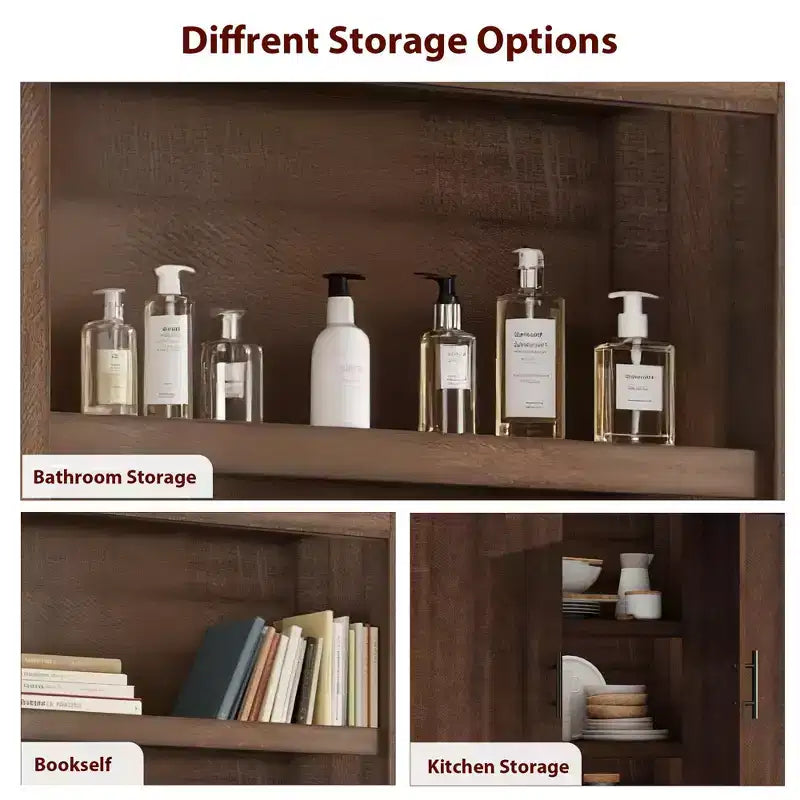 Tall Kitchen Pantry Storage Cabinet with 2 Doors & Adjustable Shelves, Pantry Cupboard & Large Storage Space for Dining & Living Room