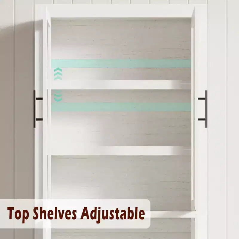 Tall Kitchen Pantry Storage Cabinet with 2 Doors & Adjustable Shelves, Pantry Cupboard & Large Storage Space for Dining & Living Room