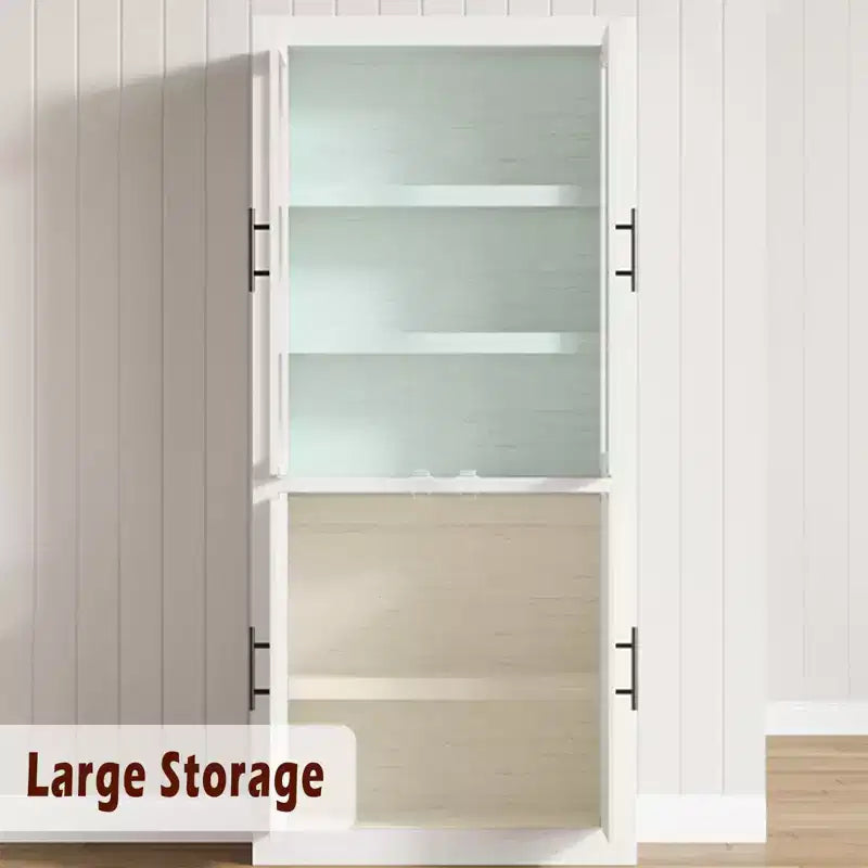 Tall Kitchen Pantry Storage Cabinet with 2 Doors & Adjustable Shelves, Pantry Cupboard & Large Storage Space for Dining & Living Room