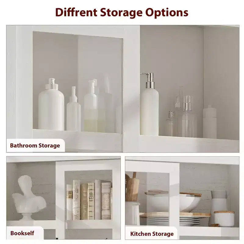 Tall Kitchen Pantry Storage Cabinet with 2 Doors & Adjustable Shelves, Pantry Cupboard & Large Storage Space for Dining & Living Room