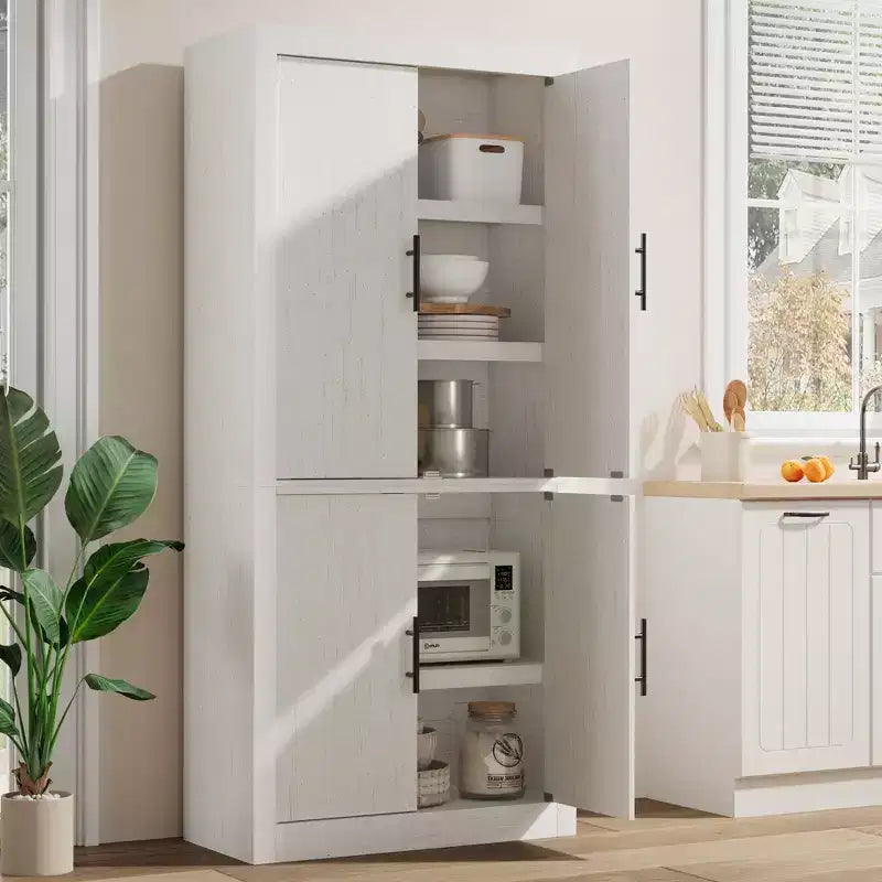Tall Kitchen Pantry Storage Cabinet with 2 Doors & Adjustable Shelves, Pantry Cupboard & Large Storage Space for Dining & Living Room