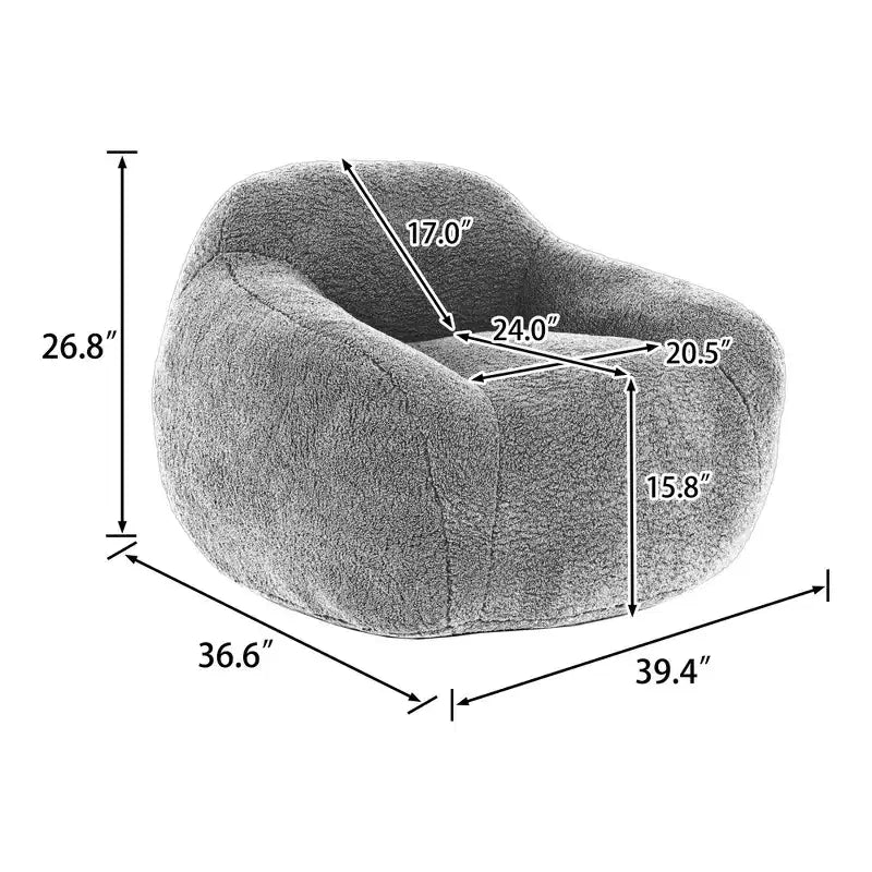 Comfy Teddy Bean Bag Sofa with Armrest, Soft Bean Bag Chair with Memory Foam, Tufted Futon Couch for Living Room, Bedroom