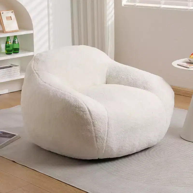 Comfy Teddy Bean Bag Sofa with Armrest, Soft Bean Bag Chair with Memory Foam, Tufted Futon Couch for Living Room, Bedroom