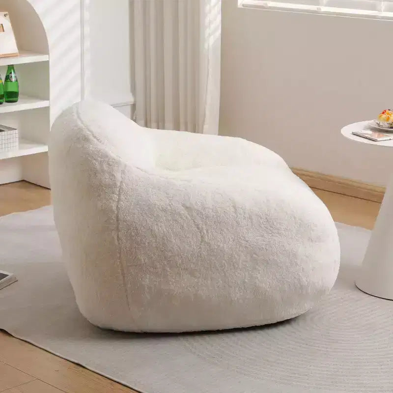Comfy Teddy Bean Bag Sofa with Armrest, Soft Bean Bag Chair with Memory Foam, Tufted Futon Couch for Living Room, Bedroom