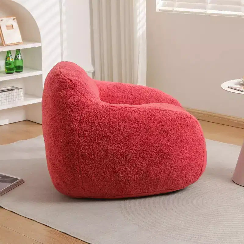 Comfy Teddy Bean Bag Sofa with Armrest, Soft Bean Bag Chair with Memory Foam, Tufted Futon Couch for Living Room, Bedroom
