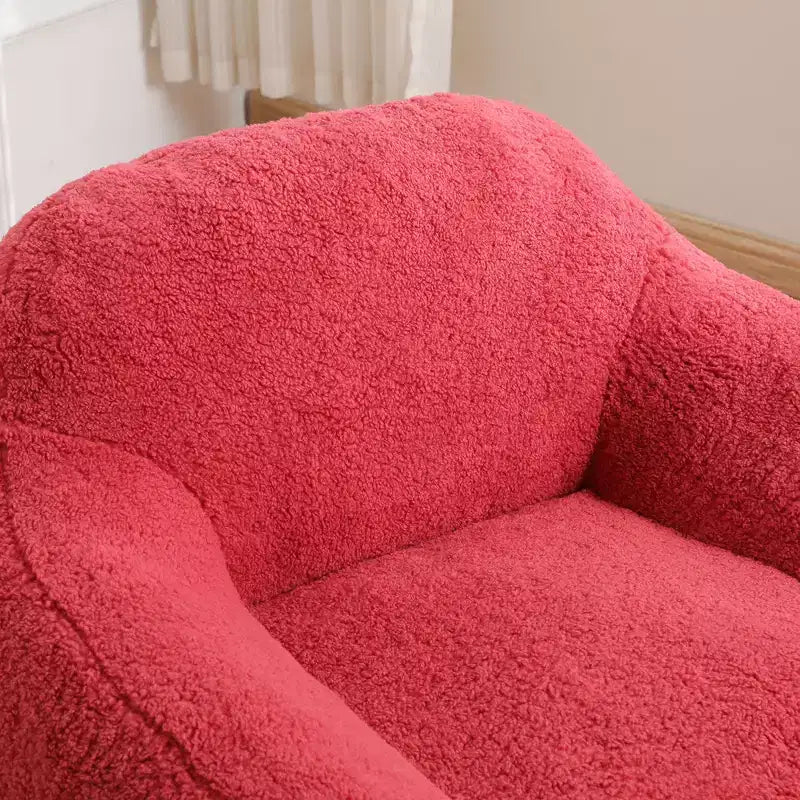 Comfy Teddy Bean Bag Sofa with Armrest, Soft Bean Bag Chair with Memory Foam, Tufted Futon Couch for Living Room, Bedroom