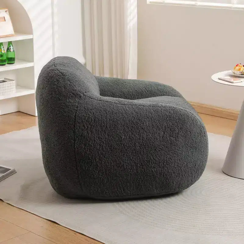 Comfy Teddy Bean Bag Sofa with Armrest, Soft Bean Bag Chair with Memory Foam, Tufted Futon Couch for Living Room, Bedroom
