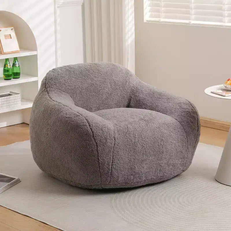 Comfy Teddy Bean Bag Sofa with Armrest, Soft Bean Bag Chair with Memory Foam, Tufted Futon Couch for Living Room, Bedroom