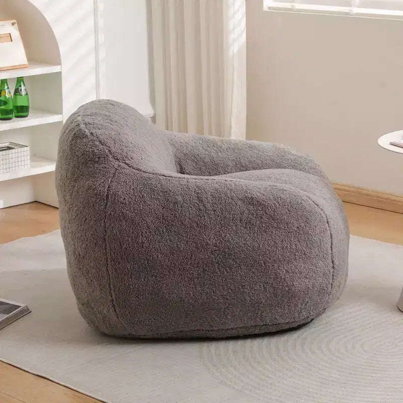 Comfy Teddy Bean Bag Sofa with Armrest, Soft Bean Bag Chair with Memory Foam, Tufted Futon Couch for Living Room, Bedroom