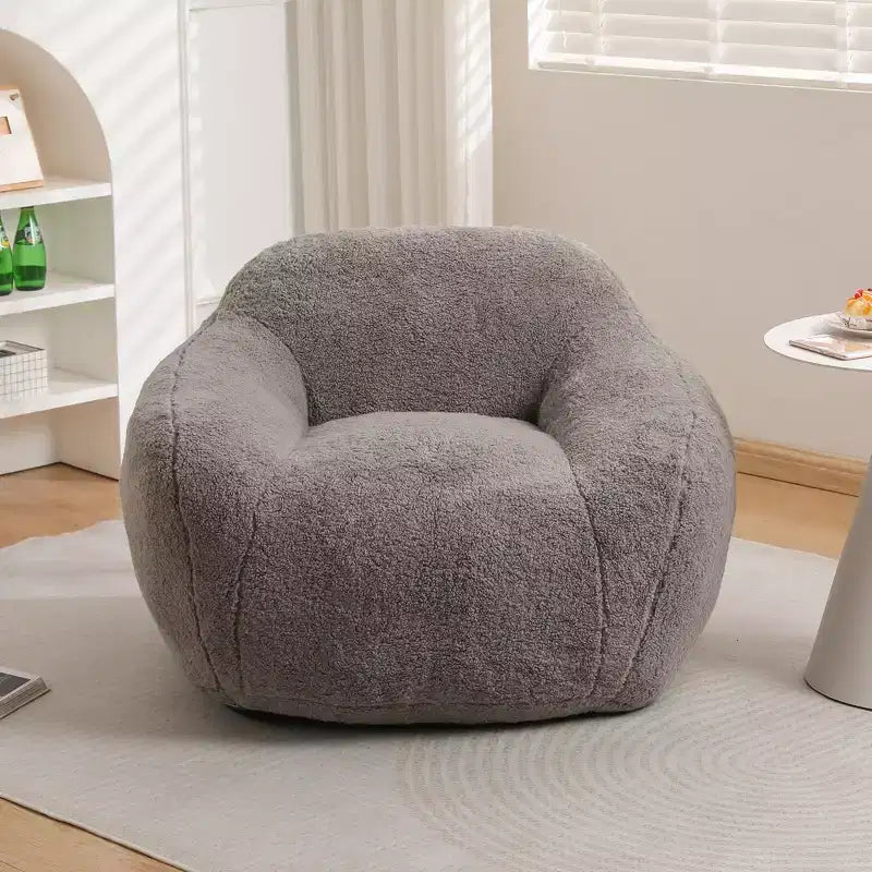 Comfy Teddy Bean Bag Sofa with Armrest, Soft Bean Bag Chair with Memory Foam, Tufted Futon Couch for Living Room, Bedroom