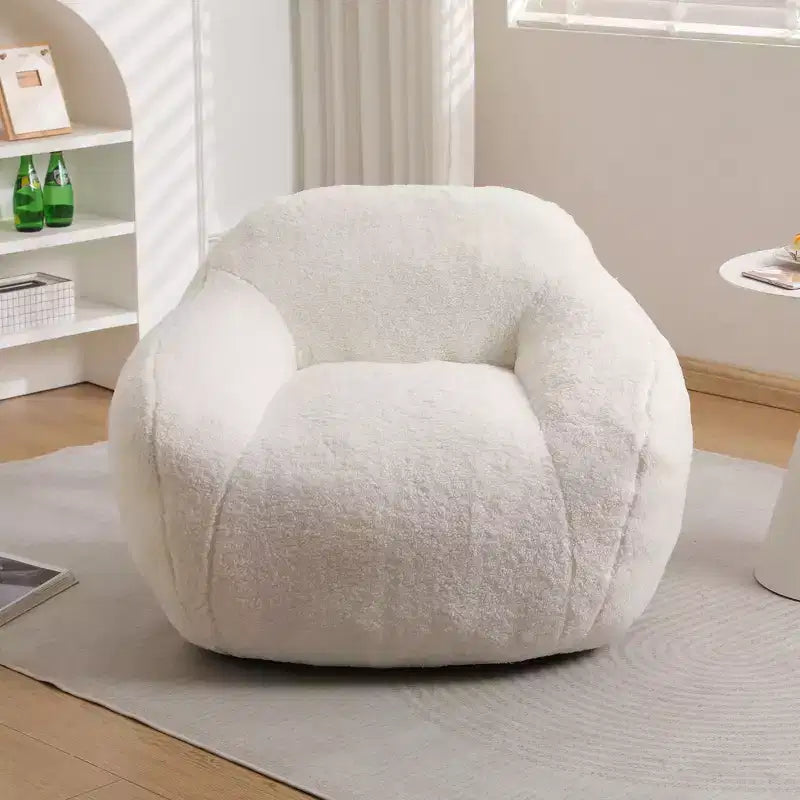 Comfy Teddy Bean Bag Sofa with Armrest, Soft Bean Bag Chair with Memory Foam, Tufted Futon Couch for Living Room, Bedroom