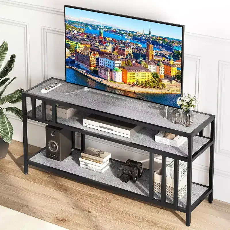 58/65 TV Stand for TV up to 65/75, Rustic Entertainment Center with 3-Tier Open Shelves, Media Console Table