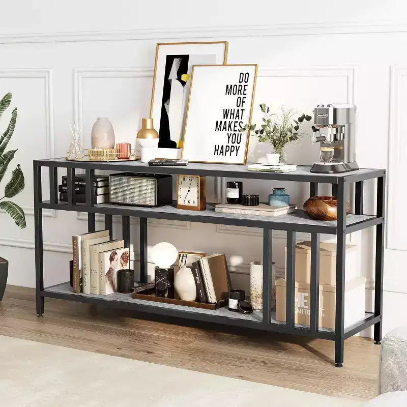 58/65 TV Stand for TV up to 65/75, Rustic Entertainment Center with 3-Tier Open Shelves, Media Console Table