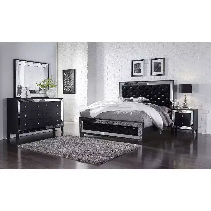 White Mirror with LED Frame, Luxurious Modern Bedroom Accent with Chrome Detailing