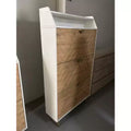 Freestanding Wood Finish Shelf Space-Saving Adjustable Cabinet, Entryways/Bedrooms
