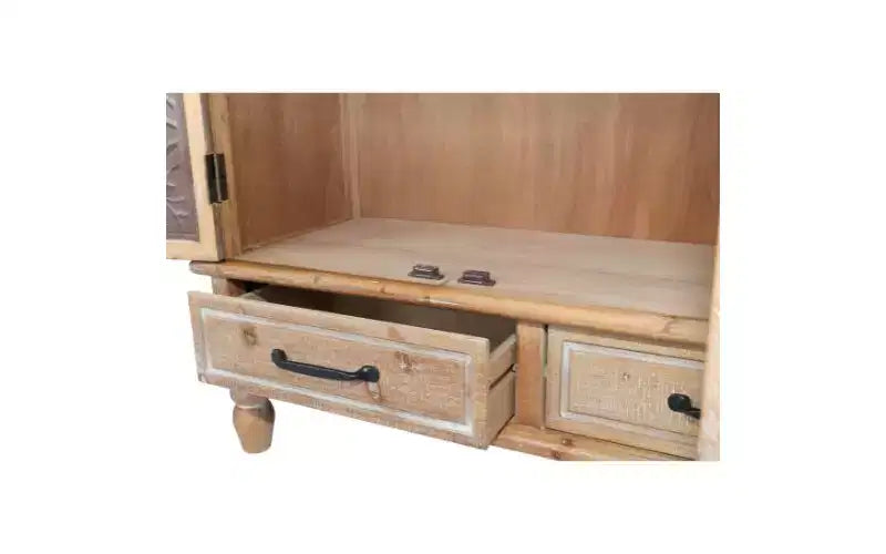 Rustic Fir Wood 59.05'' Storage Sideboard Cabinet with 3 Drawers