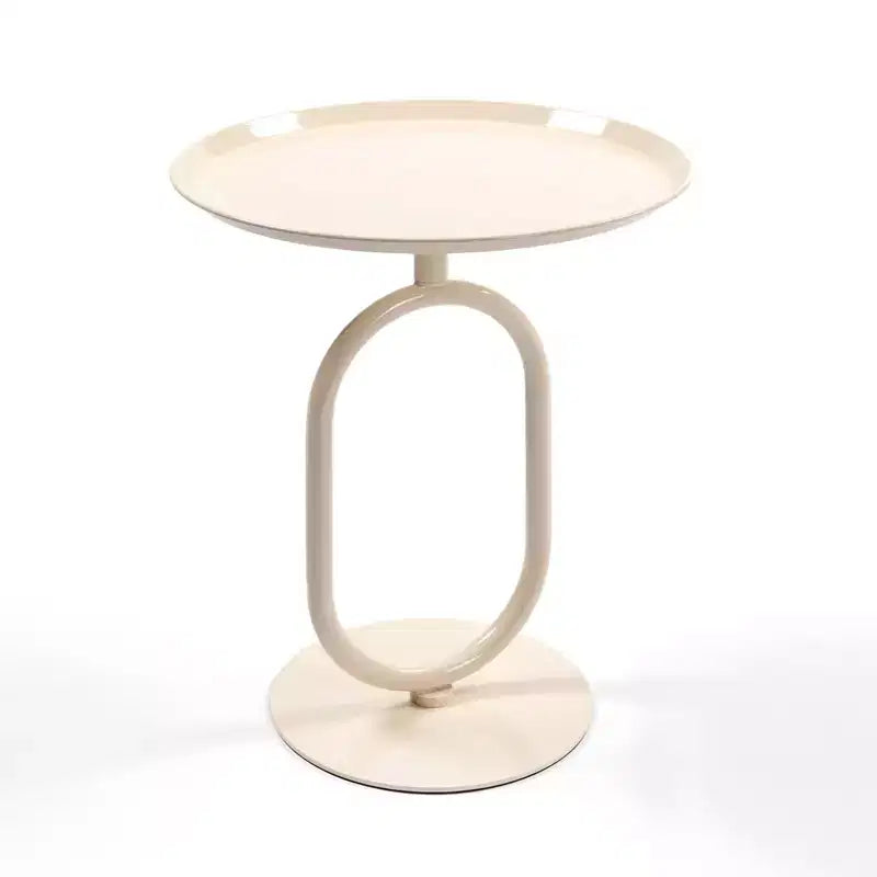 Lantern-Shaped End Table with Metal Frame, Round Small Table with Pedestal, Accent Table for Living Room, Small Space