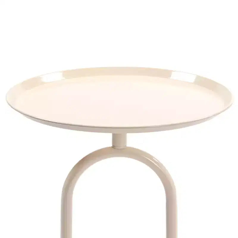 Lantern-Shaped End Table with Metal Frame, Round Small Table with Pedestal, Accent Table for Living Room, Small Space