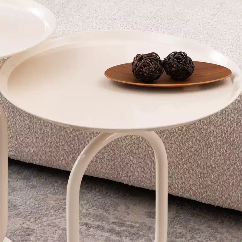 Lantern-Shaped End Table with Metal Frame, Round Small Table with Pedestal, Accent Table for Living Room, Small Space
