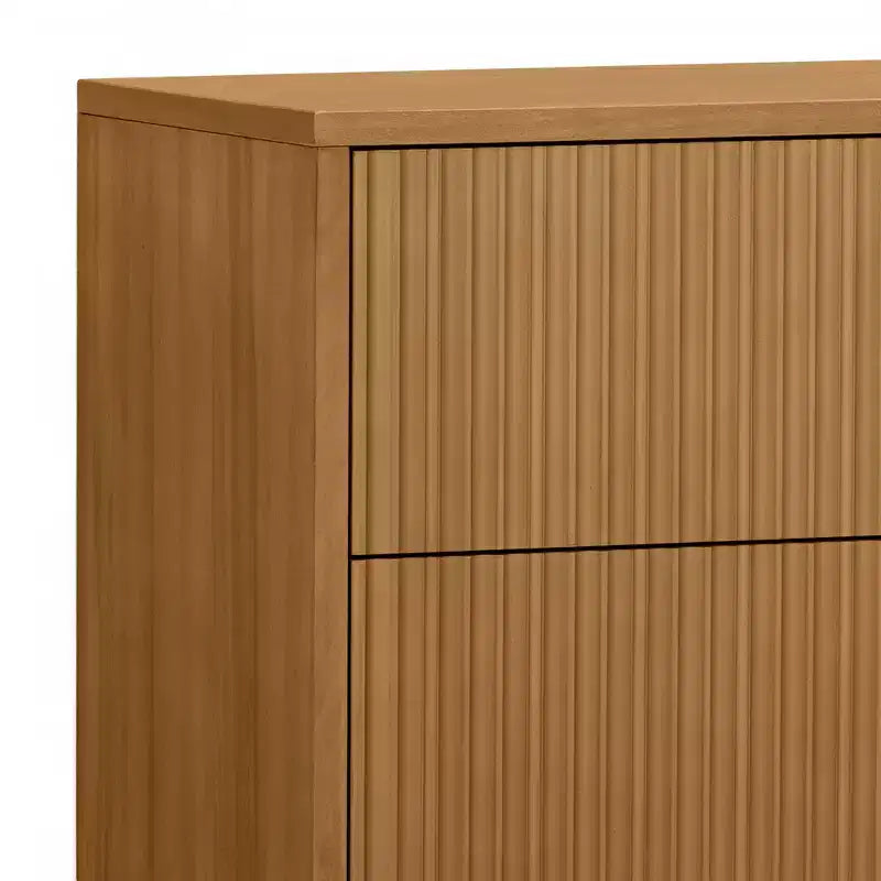 Modern Boho 2-Drawer Nightstand with Solid Wood & Contemporary Fluted Fronts