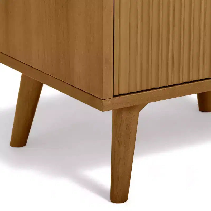 Modern Boho 2-Drawer Nightstand with Solid Wood & Contemporary Fluted Fronts