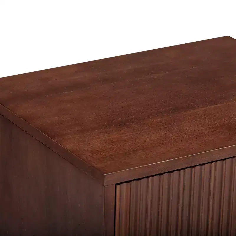 Modern Boho 2-Drawer Nightstand with Solid Wood & Contemporary Fluted Fronts