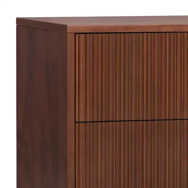 Modern Boho 2-Drawer Nightstand with Solid Wood & Contemporary Fluted Fronts