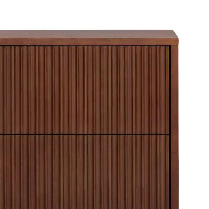 Modern Boho 2-Drawer Nightstand with Solid Wood & Contemporary Fluted Fronts