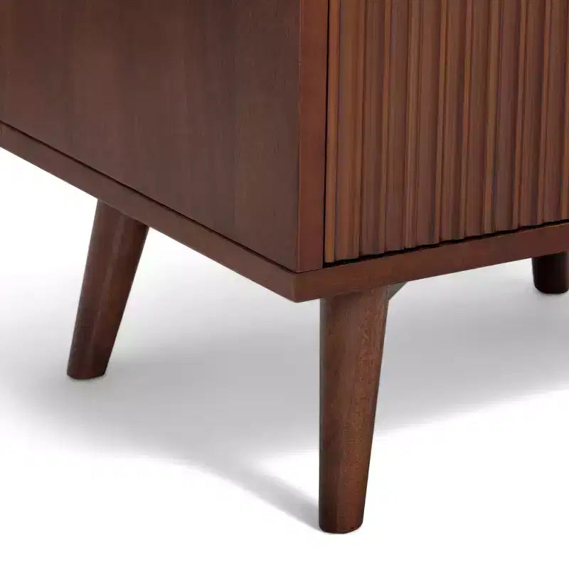 Modern Boho 2-Drawer Nightstand with Solid Wood & Contemporary Fluted Fronts