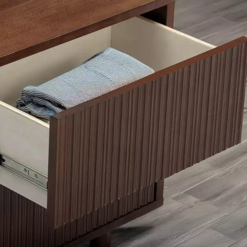 Modern Boho 2-Drawer Nightstand with Solid Wood & Contemporary Fluted Fronts
