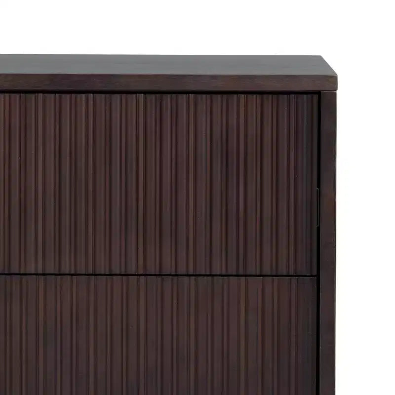 Modern Boho 2-Drawer Nightstand with Solid Wood & Contemporary Fluted Fronts