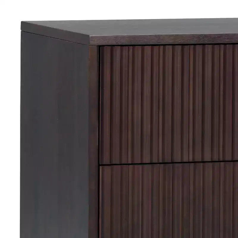 Modern Boho 2-Drawer Nightstand with Solid Wood & Contemporary Fluted Fronts