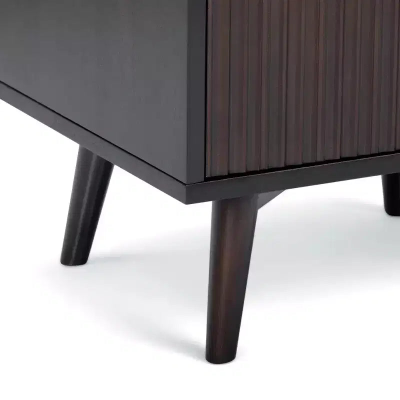 Modern Boho 2-Drawer Nightstand with Solid Wood & Contemporary Fluted Fronts