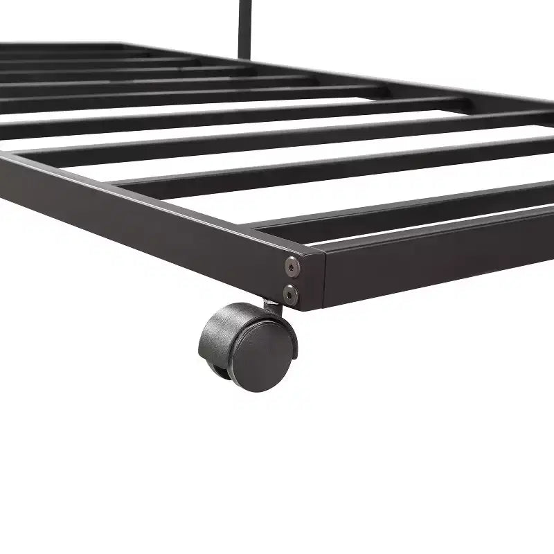 Metal Twin Size Daybed with Trundle, Metal Lounge Daybed Frame with Pull out Trundle for Living Room, Black
