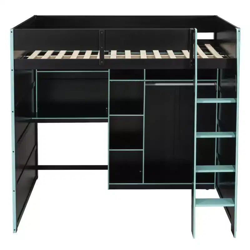 Gaming Loft Bed with Desk, RGB Lights & Storage, Full Size Space-Saving Bed for Teens and Adults