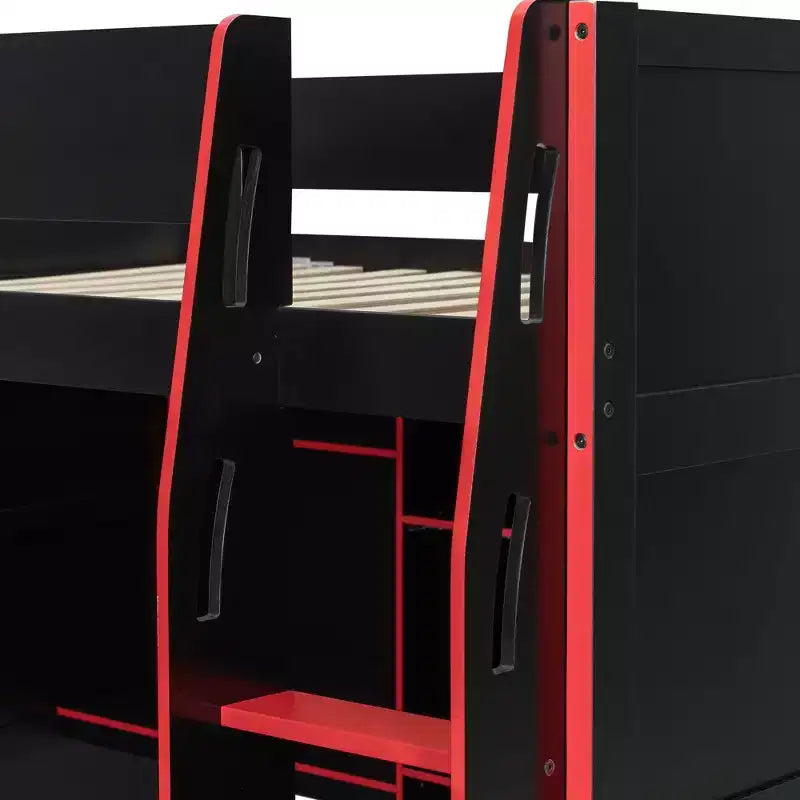 Gaming Loft Bed with Desk, RGB Lights & Storage, Full Size Space-Saving Bed for Teens and Adults