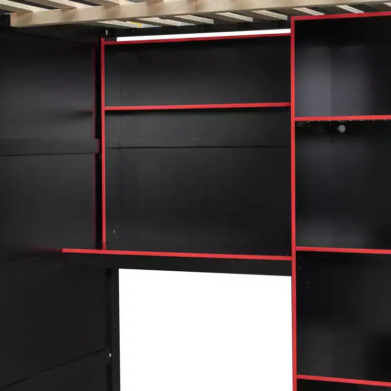 Gaming Loft Bed with Desk, RGB Lights & Storage, Full Size Space-Saving Bed for Teens and Adults
